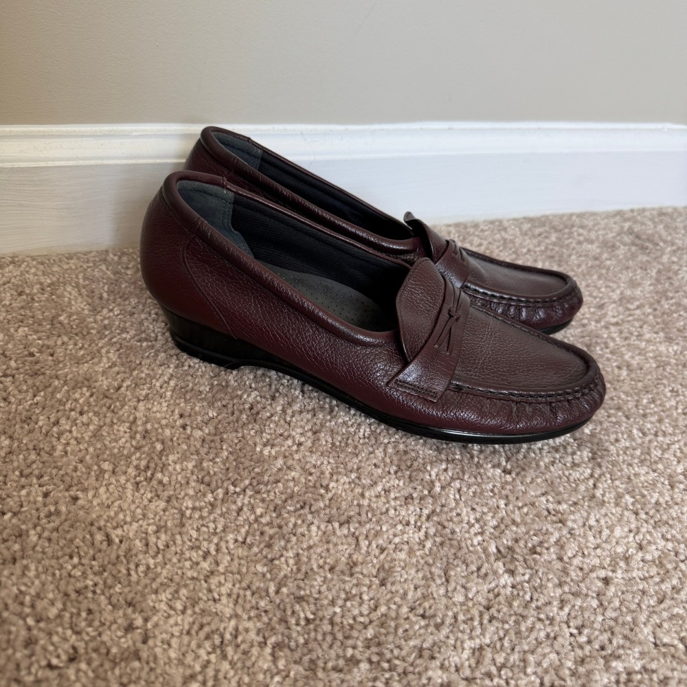 SAS Tripad Comfort Women 8.5 N Easier Antique Wine Leather Wedge Loafers